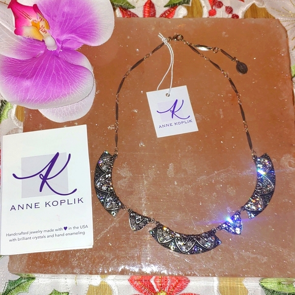 Anne Koplik Pella Art Deco Greige Collar Necklace - Picture 4 of 16